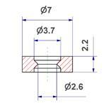 Guarnição d 2,8x7x2 mm plana, para parafuso cobre interruptores