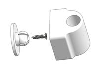 Screw covering central bracket for rod, with mounting plate and screw
