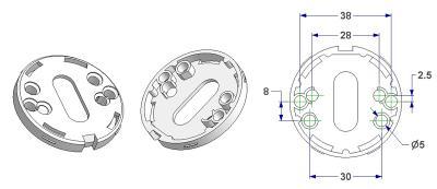 roseta redonda d 50x7 mm, con agujero OB (ovalado), agujeros afeitados para tornillos, para cerradura BODA