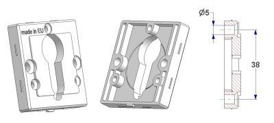 Vierkantige Schlüsselrosette 50x50x10 mm, Schraubenkopflöcher ohne Nocken, PZ Lochung (Yale)