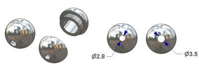 Esfera de cobertura de união d 14 mm aparafusável, 3 g