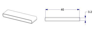 Rectangular cap for flat bar 40x3,2 mm