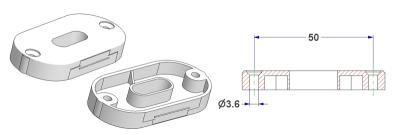 Oval key rosette 30x60 mm, OB hole (oval) 7,5x20 mm