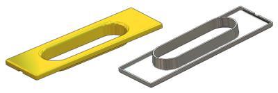Rectangular flush pull 39x125(1,0) mm, for sliding doors