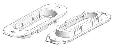 Support for bottom (1,0) and rectangular flush pull 39x125 mm for sliding doors