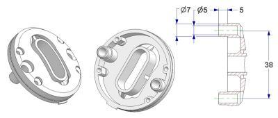 =Bulged key rosette d 47,5x11 mm, OB+PZ hole (oval+yale), screw head holes with nuts=