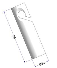 Cylindervormig koordgewicht 23x85 mm, 40 g, inclinatie 40°