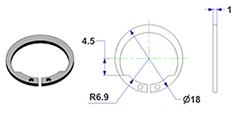 =Концентрическое стопорное кольцо тип A15x1 V=