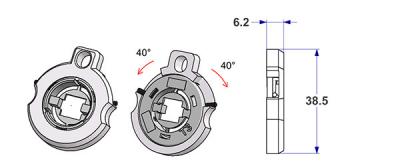 Right-left spring T3 d 33 mm, hole d 16 mm, for milled lever