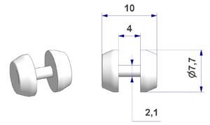 Conische roller d 7,7 mm, as d 2,1 mm