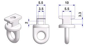 Corrediça com ilhó G2 TWIST, inserção por rotação, núcleo q 5,5 mm, para trilho -U-