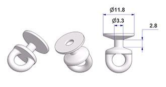 Corredera redonda giratoria G2, núcleo d 3,3 mm, cabeza d 12 mm, para perfil –U-