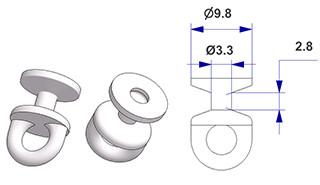 Corredera redonda giratoria G2, núcleo d 3,3 mm, cabeza d 10 mm, para perfil –U-