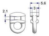 Glider with longitudinal eyelet, nucleus 3 mm, for -U- rail (without strip)
