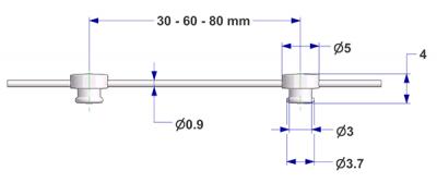 Corda G2 com pino d 3,7 mm, com espaçamento 30 mm