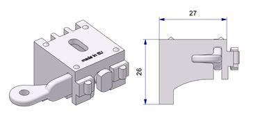 Wall-ceiling bracket with lever for aluminium –U- rail, type -D1-, to be assembled