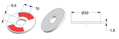 Free-engaged handwheel d 30x2 mm, hole 8,5x10 mm
