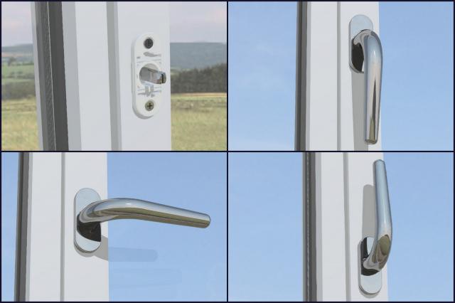 Flat DK tilt and turn mechanism for window handles on an oval or rectangular rose window hardware