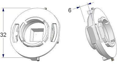 Molla di ritorno dx-sx co foro d 16 mm e quadra 8 mm per maniglia su rosetta o placca