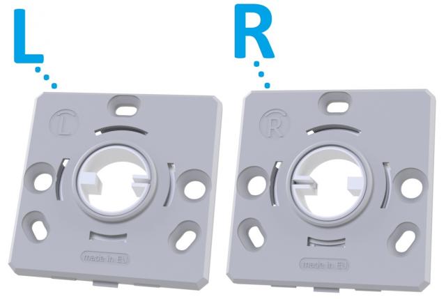 Flat roses square 50x50x5 mm with unidirectional return spring for door handles